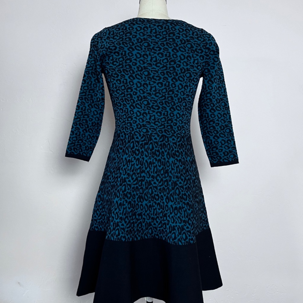 Taylor Dresses sweater knit fit n' flare dress teal and black - Picture 6 of 11